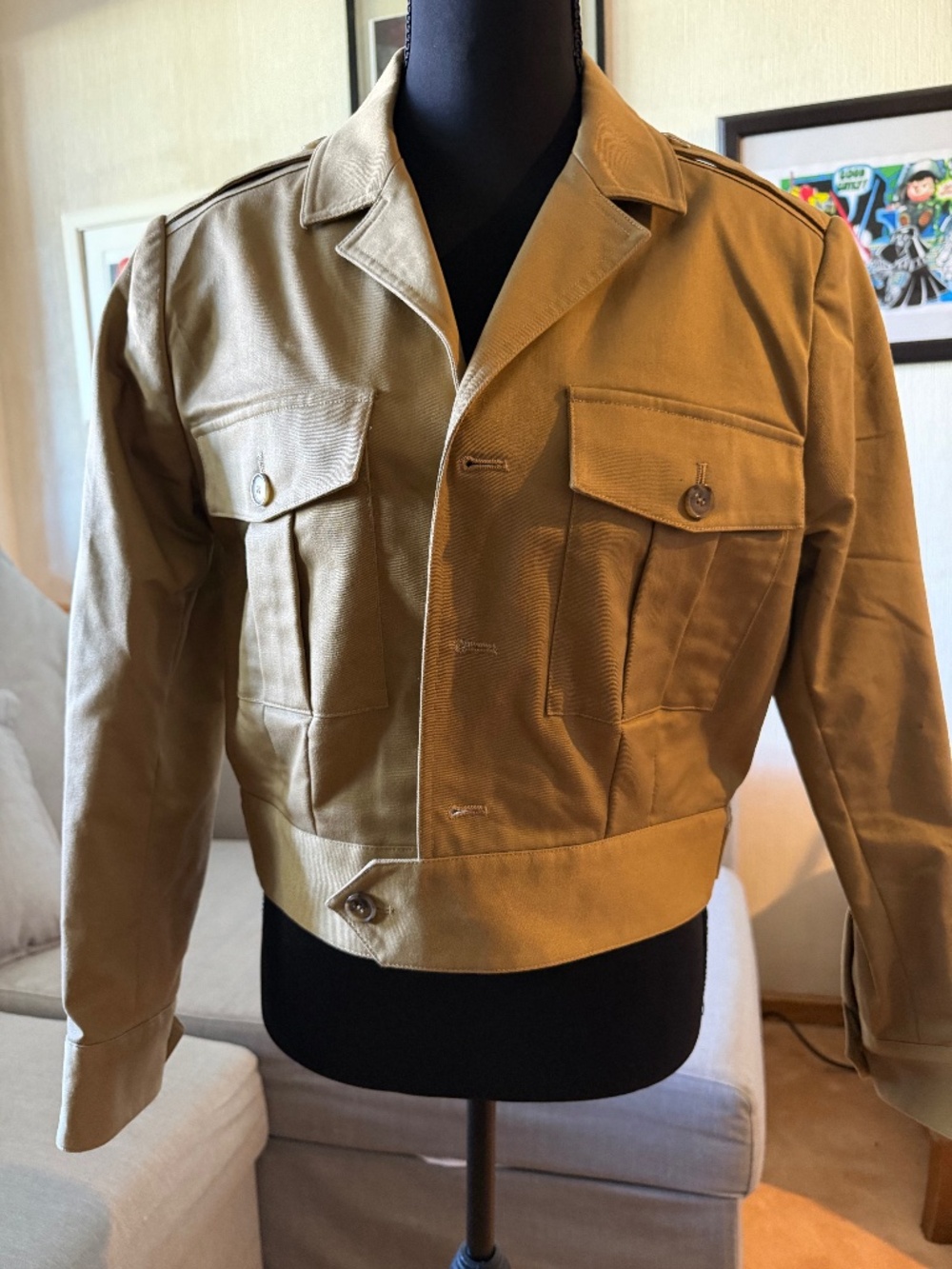 Frame Cropped Utility Jacket Khaki Tan